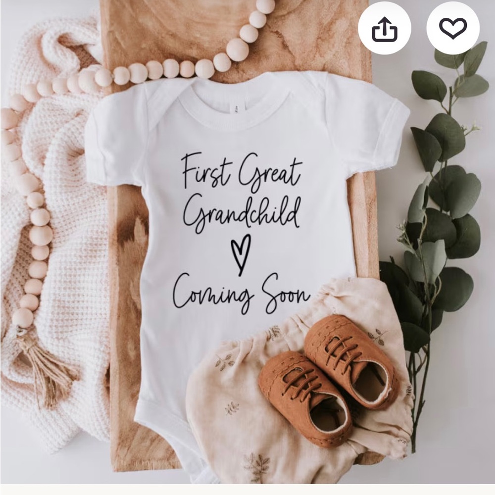 White Baby Onesie "First Great Grandchild Coming Soon"